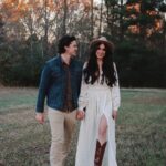 Joel Courtney Instagram - Thankful for you and all of the adventures we’ve had in just a single year. Around this time last year was when we moved to TN and it’s safe to say that sometimes the unknown + unexpected parts about life are the best ones. 🫶🏼🍁 #thankful #thanksgivingphotoshoot #happythanksgivng #fallphotography #fallphotoshoot #coupleshoot #couplesphotography #joelandmia #whitedress #thanksgivingoutfit