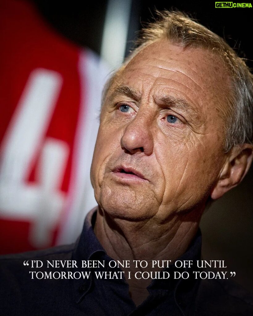 Johan Cruijff Instagram - On the 14th of each month we share one of Johan’s famously brilliant and simple quotes. 💬 Today's is: "I’d never been one to put off until tomorrow what I could do today." ⚽ #CruyffLegacy