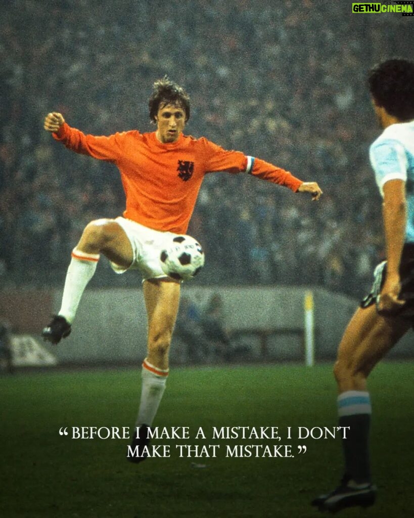 Johan Cruijff Instagram - On the 14th of each month we share one of Johan’s famously brilliant and simple quotes. 💬 Today's is: "Before I make a mistake, I don't make that mistake." ⚽ #CruyffLegacy