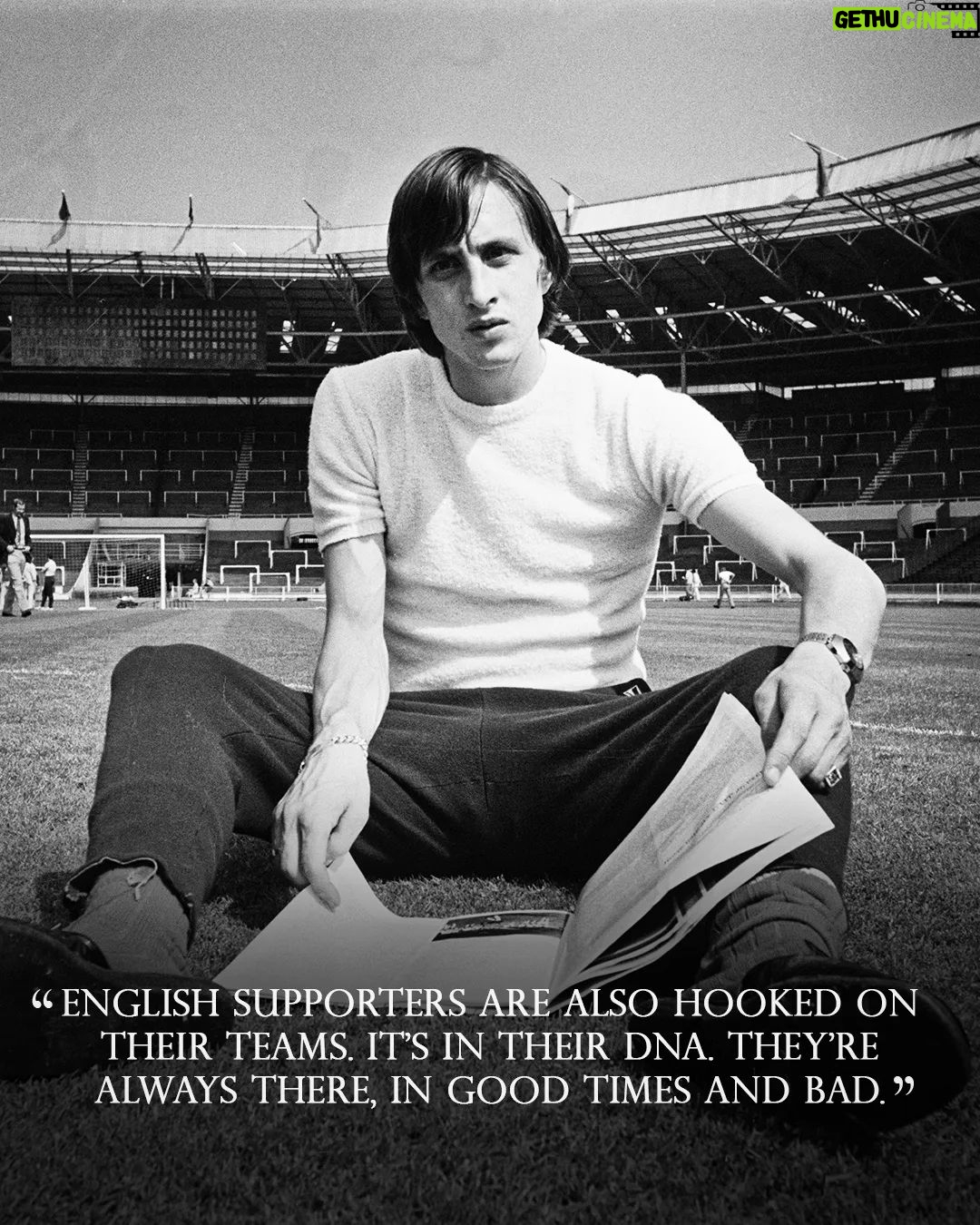 Johan Cruijff Instagram - On the 14th of each month we share one of Johan’s famously brilliant and simple quotes. 💬 Today's is: "English supporters are also hooked on their teams. It’s in their DNA. They’re always there, in good times and bad." ⚽ To celebrate the 25th anniversary of the Johan Cruyff Foundation and to raise funds to create space for children to sport and play, you can buy Johan's quotes in special tiles. More info at https://royaldelft.com/en/cruyfffoundation/ #CruyffLegacy