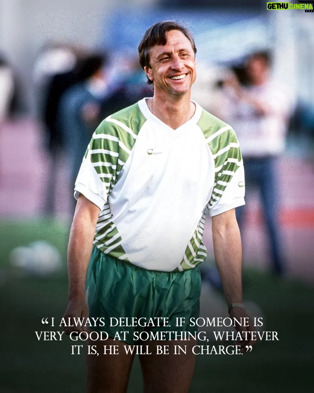 Johan Cruijff Instagram - On the 14th of each month we share one of Johan’s famously brilliant and simple quotes. 💬 Today's is: "I always delegate. If someone is very good at something, whatever it is, he will be in charge." ⚽ #CruyffLegacy