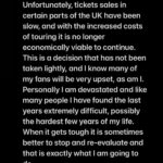 John Barrowman Instagram - It is with huge regret that we have decided to cancel the UK tour. Unfortunately, tickets sales in certain parts of the UK have been slow, and with the increased costs of touring it is no longer economically viable to continue.   This is a decision that has not been taken lightly, and I know many of my fans will be very upset, as am I. Personally I am devastated and like many people I have found the last years extremely difficult, possibly the hardest few years of my life.   When it gets tough it is sometimes better to stop and re-evaluate and that is exactly what I am going to do.  I am so sorry to all my fans. Jb Palm Springs, California