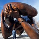 John Barrowman Instagram - "Out of the mountain of despair, a stone of hope." Martin Luther King JR Artist: Hank Willis Thomas "Let Love Quiet Fear" @hankwillisthomas #TheEmbraceBoston #HankWillisThomas #MartinLutherKingJr #CorettaScottKing #ForFreedoms Repost @withregram Photos of the sculpture credited to @hankwillisthomas Palm Springs, California