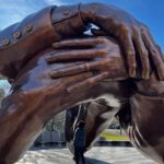 John Barrowman Instagram - "Out of the mountain of despair, a stone of hope." Martin Luther King JR Artist: Hank Willis Thomas "Let Love Quiet Fear" @hankwillisthomas #TheEmbraceBoston #HankWillisThomas #MartinLutherKingJr #CorettaScottKing #ForFreedoms Repost @withregram Photos of the sculpture credited to @hankwillisthomas Palm Springs, California
