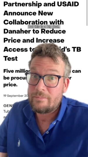 John Green Instagram - A surprising and welcome develpment. Next @danahercorporation should lower the price of extensively drug resistant TB tests.
But this is a huge step. #tuberculosis