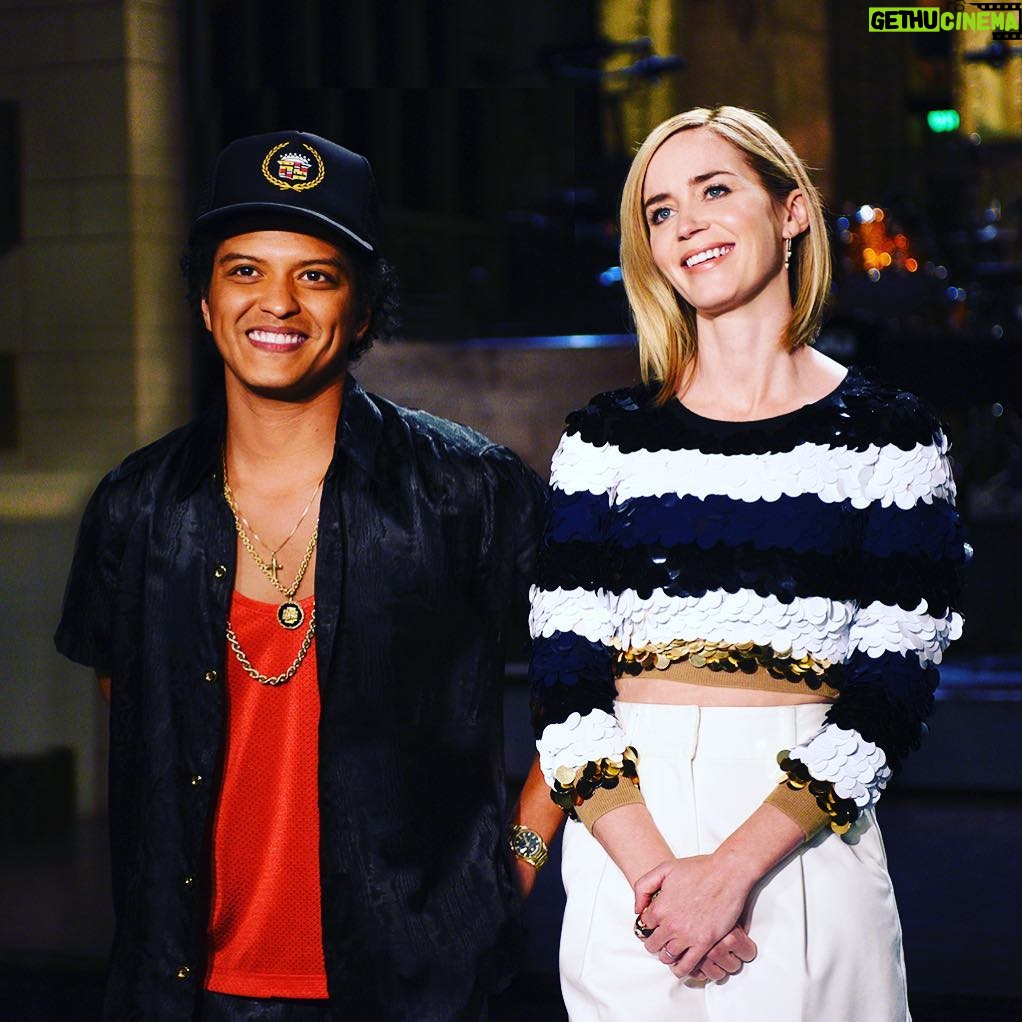 John Krasinski Instagram - Gotta be honest...finding it VERY hard to contain my excitement that my incredible wife is hosting SNL with the one and only @BrunoMars !!!