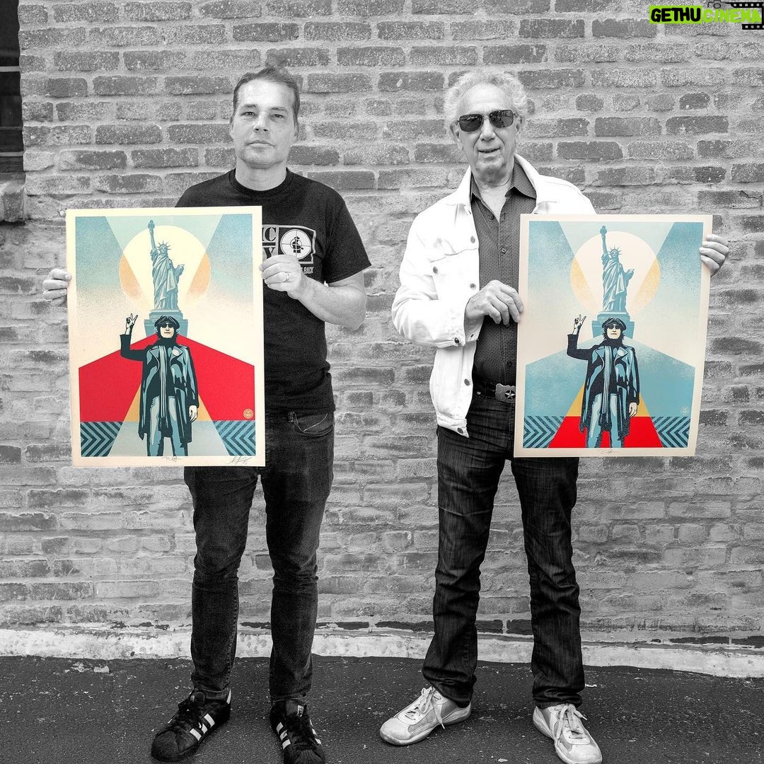 John Lennon Instagram - LENNON PEACE AND LIBERTY. (Two Colorways: Blue & Red) Obey Giant In Collaboration With Bob Gruen Available Thursday, August 17th @ 10 AM PDT! → https://store.obeygiant.com Shepard Fairey: John Lennon did some of his most potent and brave work as a solo artist. Listen to the lyrics of "Imagine," "Gimme Some Truth," "Instant Karma," "Give Peace a Chance," "Power To The People," or "Happy Xmas (War is Over)" demonstrate a profound reflection on the struggles of humanity. Those songs were amazing statements, and John Lennon & Yoko Ono funded campaigns like WAR IS OVER to promote peace and end the Vietnam War. John & Yoko were persecuted for their politics, and the U.S. government under Nixon made several attempts to deport Lennon. Bob Gruen: The US government, under the direction of President Richard Nixon, perceived John Lennon as a political threat because he was talking of peace in a time of war. They moved to have him deported from the country. I personally felt that was wrong and seeing the Statue of Liberty as a symbol of welcome to the United States, I felt that if we took a picture of John Lennon at the Statue of Liberty it would help dramatize his case for staying in the country. I suggested to John that we take a picture in front of the Statue and I was thrilled when he agreed. People relate to John Lennon as a symbol of personal freedom similar to the way people feel about the Statue of Liberty. PRINT DETAILS: Lennon Peace and Liberty (Two Colorways: Blue & Red). 18 x 24 inches. Screen print on thick cream Speckletone paper. Original Illustration based on a photograph by Bob Gruen. Signed by Shepard Fairey and Bob Gruen. Numbered edition of 300. Comes with a Digital Certificate of Authenticity provided by Verisart. A limited amount of matching numbered sets will be available for $170. Sold separately for $85. A portion of the proceeds will be donated to ACLU and The Statue of Liberty Foundation. Available on Thursday, August 17th @ 10 AM PDT at https://store.obeygiant.com. Max order: 1 per customer/household. International customers are responsible for import fees due upon delivery (Except UK orders under $160). ALL SALES FINAL.