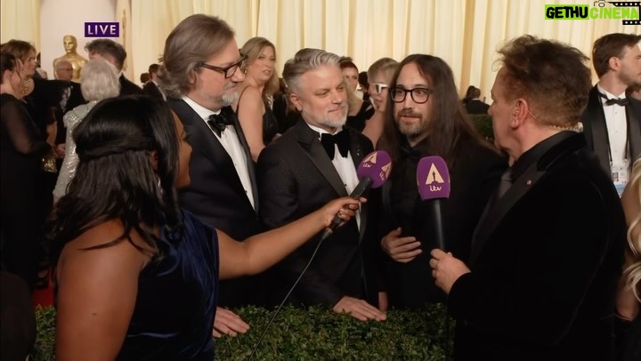 John Lennon Instagram - WAR IS OVER! Pre-Oscars @sean_ono_lennon with @dave.mullins and @thatbradbooker from @electroleague.ig talk to Ross King and Angelique Jackson from @itv