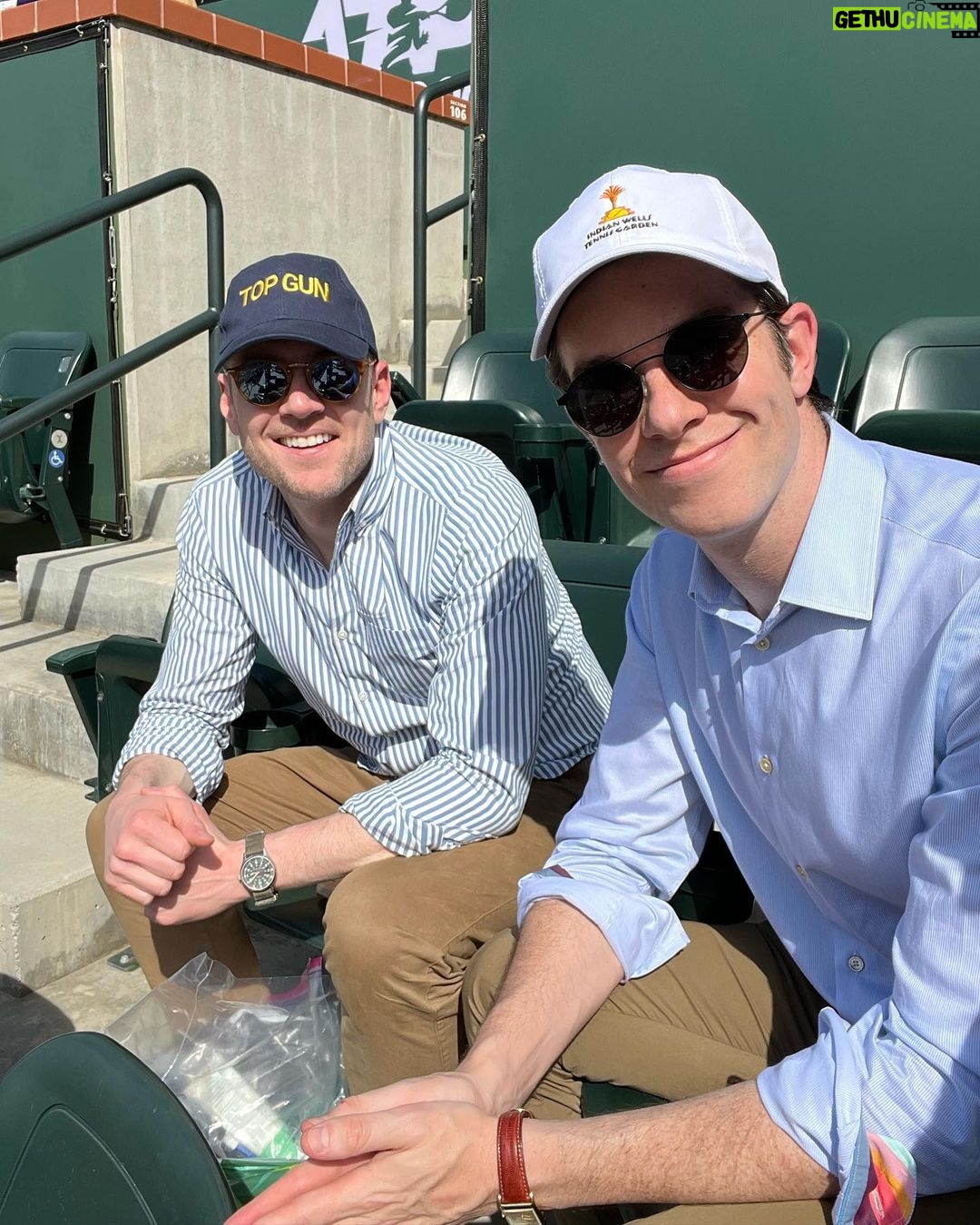 John Mulaney Instagram - @maxsilvestri and I went to Indian Wells to play doubles on behalf of US men. We were denied and ended up eating pizza and getting sunburned. Indian Wells Tennis Garden