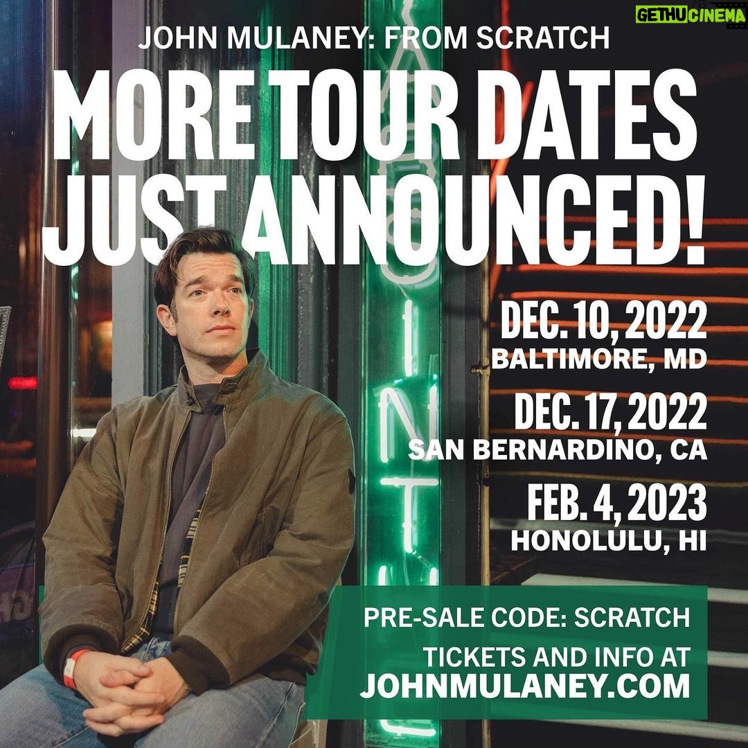 John Mulaney Instagram - Baltimore, San Bernardino and Honolulu just added to the tour. Tickets and info at JohnMulaney.com