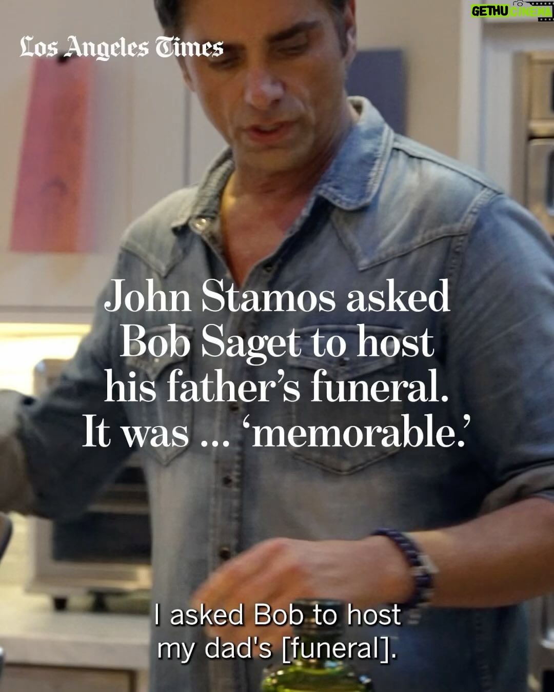 John Stamos Instagram - John Stamos is a dish - and he knows how to cook one too. About a year ago, Times TV critic Robert Lloyd was preparing to interview @johnstamos about his series “Big Shot.” Editor Vanessa Franko suggested that Lloyd ask Stamos “where he goes for good Greek food in Los Angeles.” Lloyd did, and by way of answer, Stamos made Franko a video. It turned out that, in addition to sharing Greek heritage, they both grew up working in their respective parents’ restaurants. With the release of Stamos’ memoir, “If You Would Have Told Me” — a sweet but unsparing chronicle of highs and lows from what he regards as, overall, a lucky life — The Times brought the two of them together to talk about parents, food, restaurants, Greekness and his memoir as they prepared the Greek dish fasolakia. Watch the complete video of their conversation and get the full story at the link in @latimes_entertainment’s bio. 🖊️ @typingtest , @vfranko 📸 @dania_maxwell 🎥 @codyel #fullhouse #johnstamos #bobsaget #ifyouwouldvetoldme