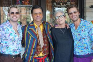 John Stamos Instagram - I thank my beautiful wife who knows how to throw a party - Fake Beatles, @raintribute (the best Beatles band ever!) Real Beach Boys, @mikeloveofficial @jamieleecurtis handing out @stamos bracelets, @glenpowell riding some big cow-like animal, all my friends, family, (party crashers) it was a 60’s party that was better than the actual 60’s ! 📸 @micalaaustin @canyonagoura THANK YOU!