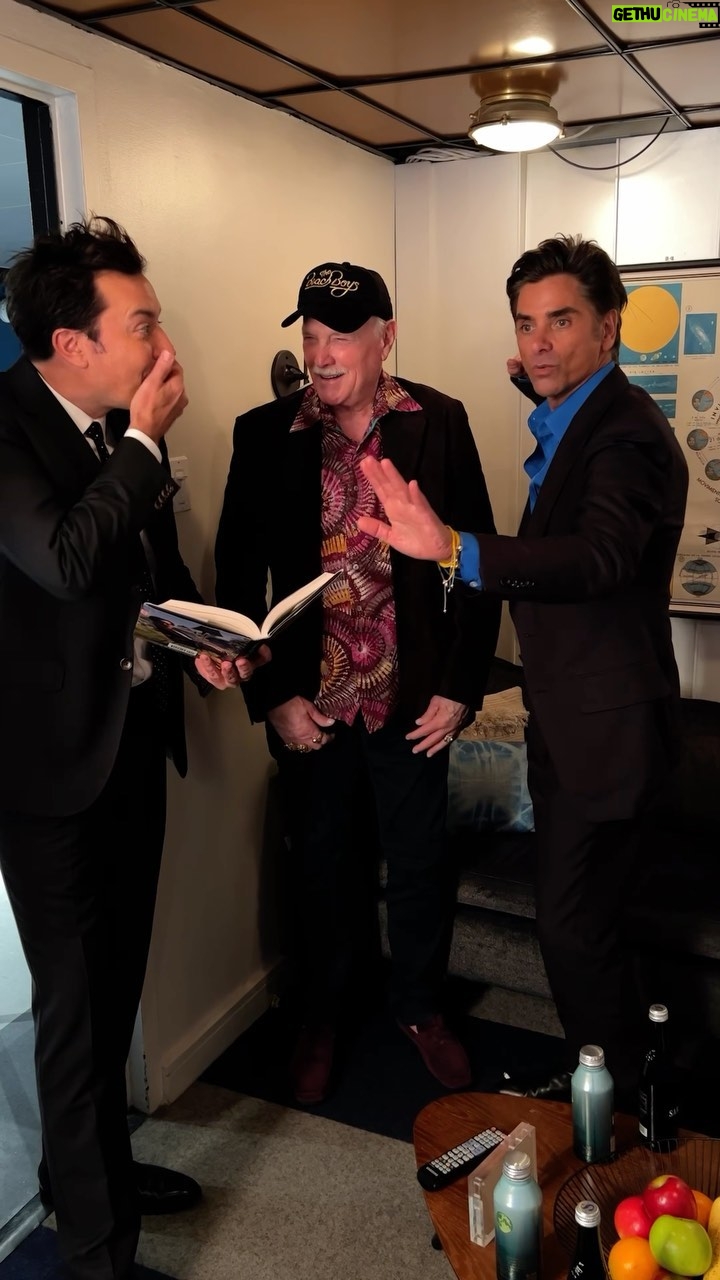 John Stamos Instagram - This was a cool moment backstage at @fallontonight. Jimmy’s a huge @thebeachboys fan and I had brought @mikeloveofficial to the show with me that day. What do you think? Should we get @jimmyfallon on stage with us next year? Or Mike on Fallon - or BOTH??