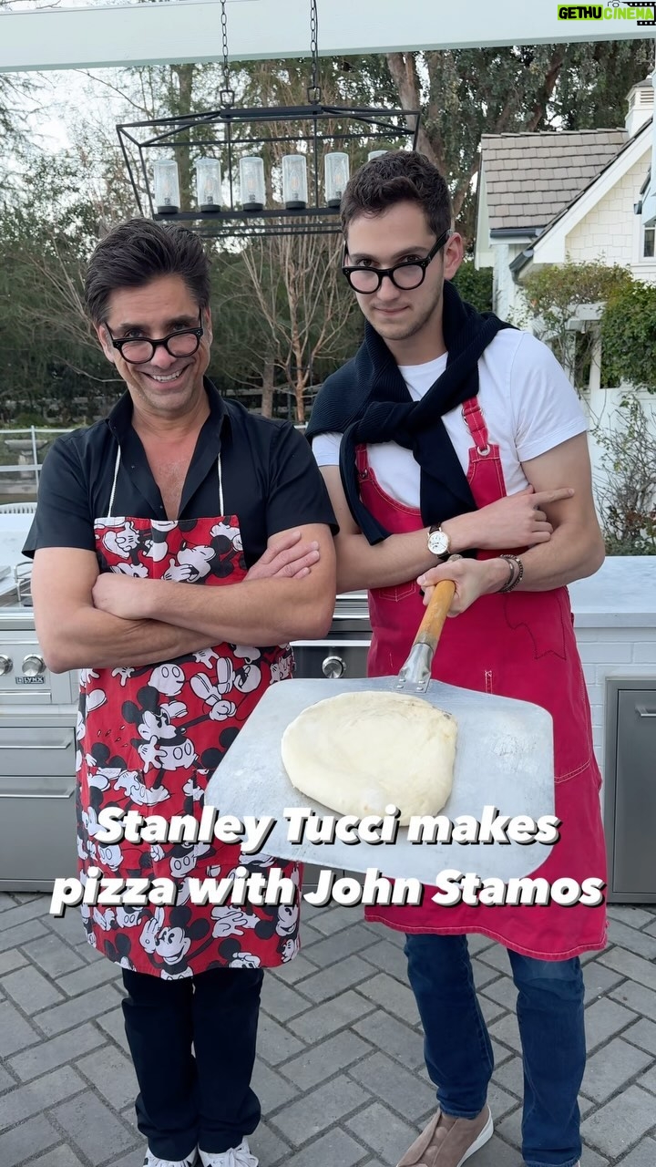 John Stamos Instagram - Stanley Tucci makes pizza with John Stamos