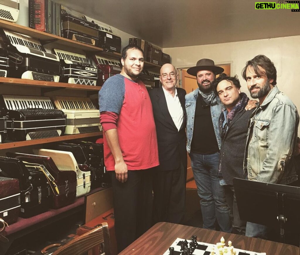 Johnny Galecki Instagram - A #noble afternoon squeezebox shopping with the boys at Dave’s Accordion School & Caballero Dance. L-R #Dario @germsfinally @randyhouser #johnhenrytrinko