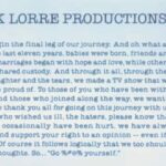 Johnny Galecki Instagram - Well said, Mr. Lorre. Much love for you and all the fans. Here we go, all. @bigbangtheory_cbs swan song.