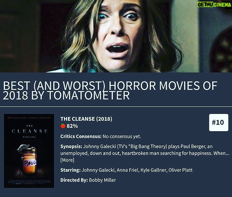 Johnny Galecki Instagram - The Cleanse is in @rottentomatoes Top Ten best reviewed horror films of the 2018 list! Very, very proud. Streaming now. Check it out! XO. #alcidebavaproductions