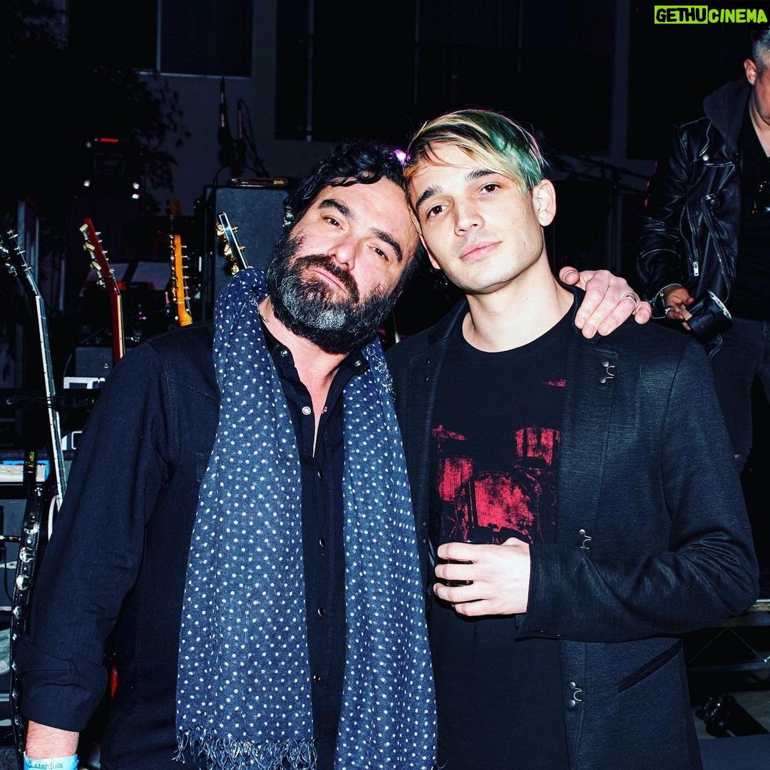 Johnny Galecki Instagram - A heartfelt thank you to @timothywhite and @morrisonhotelgallery for inviting @badflowerjosh and I to play with @officialrobbykrieger of The Doors for the 50th anniversary of the #morrisonhotel album cover photo. It was an honor and a dream to play with such an icon who rocks as hard as ever and is the picture of a gentleman. XO. (Special thanks to #WEHOfiremarshal for shutting us down. It was late and loud and I have a child.) #lifewithpooks