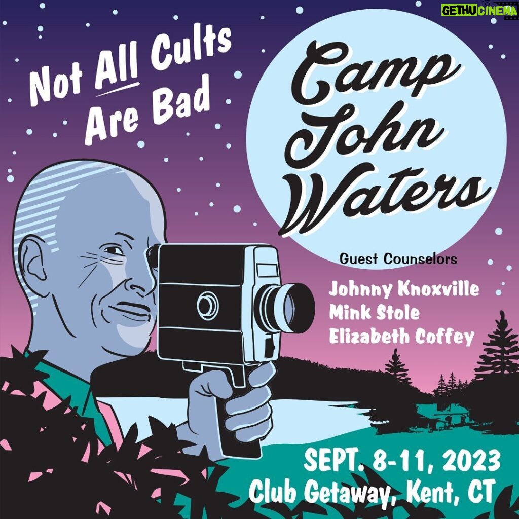 Johnny Knoxville Instagram - Very happy to announce I will be a guest counselor at Camp John Waters on September 10th at Club Getaway in Kent, Ct. Very excited to be there with my man crush and hero the brilliant John Waters. I will be doing an onstage interview, a q and a, then a meet and greet with fans. I will also be judging some sort of contest. Not sure what it is yet but I’m sure John will think up a doozy. Alright hope to see you there!!🎉