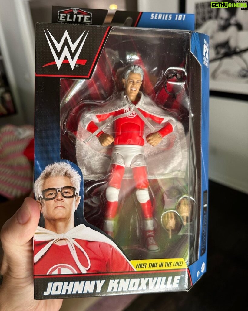 Johnny Knoxville Instagram - It's here! The new Johnny Knoxville @wwe Elite 6 inch Action Figure. Ecstatic to have my own action figure and thrilled to finally be 6 inches. Thank you @wwe. Link in bio. #suckitsami