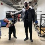 Johnny Knoxville Instagram - @iamweeman intimidating the hell out of @thegiantomos backstage at the @wwe Royal Rumble. He is really lucky I called WeeMan off because he was about to tear @thegiantomos apart limb from limb. You have seen the footage of what Weeman did to Brock Lesnar so Omos got off really easy! #royalrumble