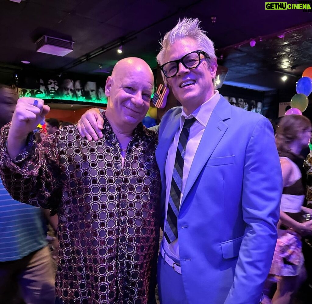 Johnny Knoxville Instagram - Happy birthday to my buddy @therealjeffreyross!! And please don’t roast jeff’s groovy and shimmering shirt as he would never ever do that to you. But if you animals are going to make a smarty pants comment about that anachronistic, billowing mess of a man blouse you might as well leave below. ❤