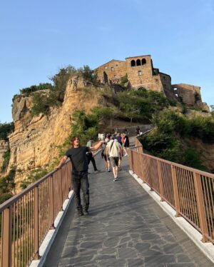Johnny Knoxville Instagram - I have been meaning to post this for a while but because of the SAG strike I could not. I had the great pleasure of traveling in and around Rome with my old friend @bigbaldhead on his show #ride on @amc_tv. We visited Civita di Bagnoregio, a breathtaking 2500 year old Etruscan village which is eroding off the top of a hillside. A girl biker gang gave us a tour of Rome and best of all Norman and I had a chance to have some beers and catch up for the first time in many years. I sure am proud of him and all he keeps accomplishing, and had a flaming ball appearing on his show. ❤️
