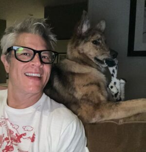 Johnny Knoxville Instagram - I can’t stop taking pictures of me and @bucket.biz. I’m a smidge under the weather so me and her have been curled up on the couch for a few days. I actually have a crick in the back of my neck because she sits on it like a cat. But she’s so cute I can’t tell her to get down. ❤️ Well that’s not entirely true as she has tooted on my shoulder a couple of times(see pic) and we do re-situate in those instances. 🙊