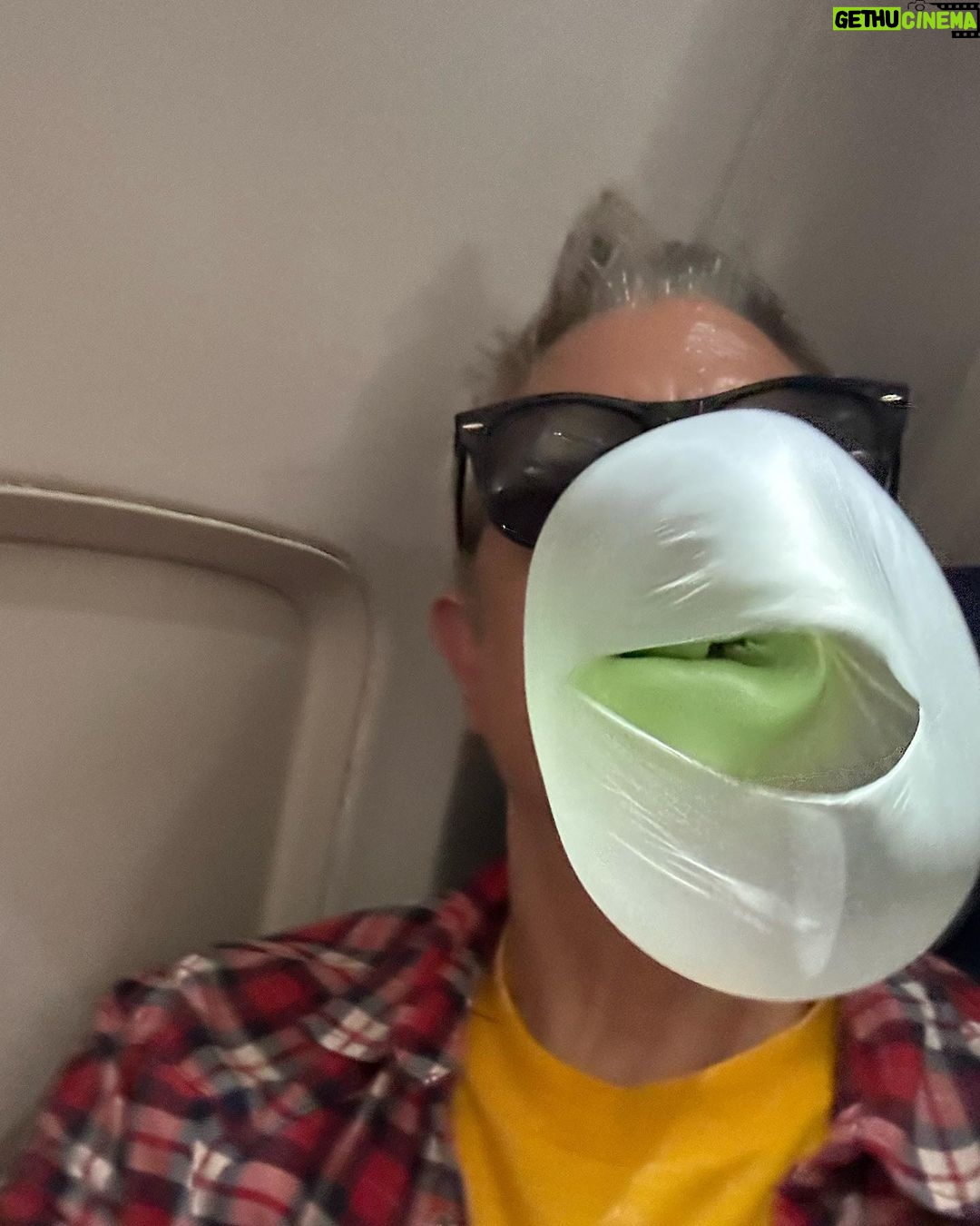 Johnny Knoxville Instagram - Entertaining myself on a flight back from Vegas. Not the biggest I’ve ever blown 😉 but not too shabby. I snapped the pic right as it was bursting. I chewed 5 pieces of #hubbabubba strawberry watermelon to produce these babies. Also included a few previous attempts for reference and your amusement. Catch @prankpanelabc on #abc tonight at 8pm eastern! Also streaming on @hulu