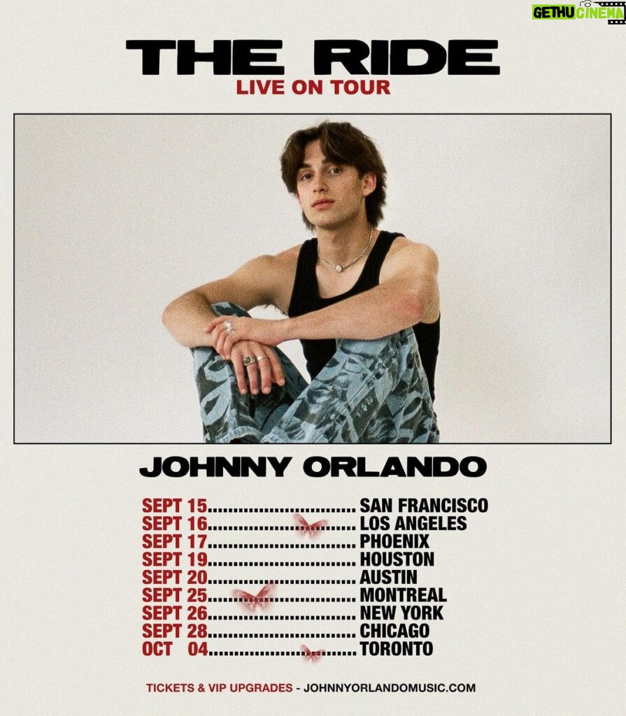 Johnny Orlando Instagram - So excited to finally announce The Ride Tour - US & Canada. More on “The Ride” soon, I just couldn’t wait to share these dates with you. Tickets & VIP upgrades available at JohnnyOrlandoMusic.com Ps more tour dates to come <3