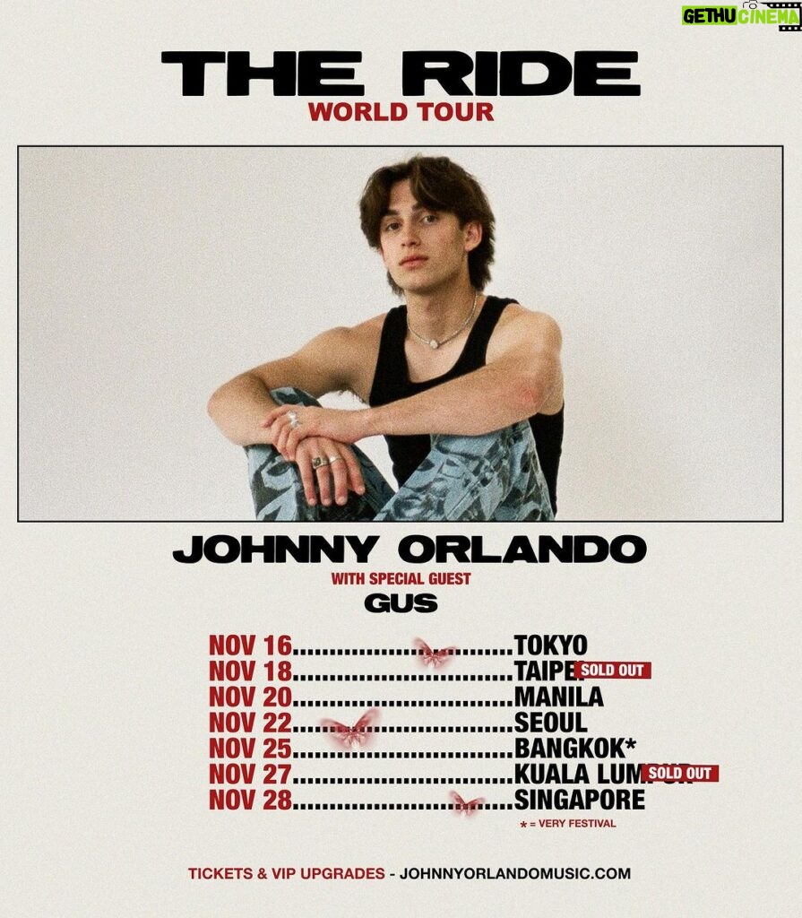 Johnny Orlando Instagram - So excited to bring The Ride Tour to Asia in November with my friend @youlovegus! Tickets are going quick grab em while you can <3