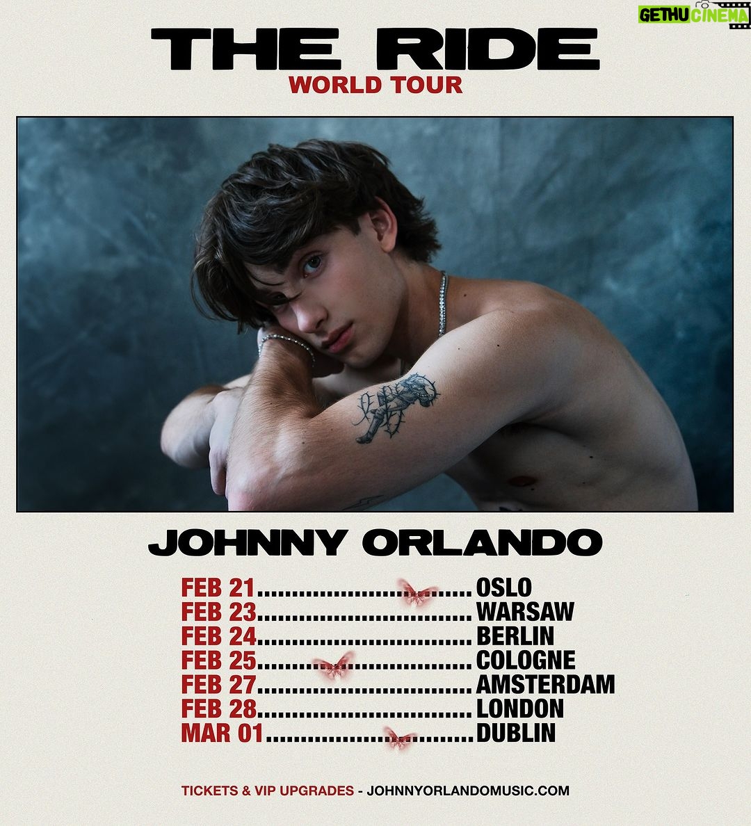 Johnny Orlando Instagram - I’m not ready for tour to end, so I’m bringing The Ride to Europe in 2024. Tickets on sale Friday at 10am local 🦋