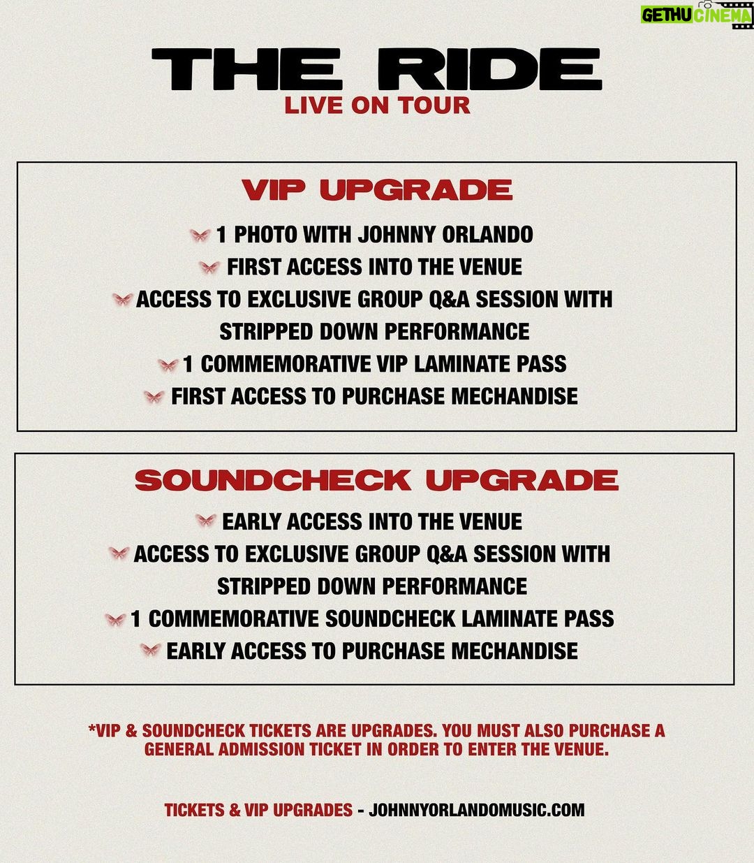 Johnny Orlando Instagram - So excited to finally announce The Ride Tour - US & Canada. More on “The Ride” soon, I just couldn’t wait to share these dates with you. Tickets & VIP upgrades available at JohnnyOrlandoMusic.com Ps more tour dates to come <3