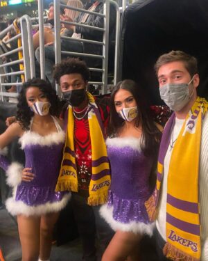 Jonathan Daviss Instagram - Laker v Nets Christmas Day game with @austinnorth55  Thank you so much @jeaniebuss for hooking us up