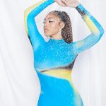 Jordyn Woods Instagram - Introducing the Rayne Dress 🩵 available now @woodsbyjordyn 😊 this fabric melts into your skin but snatches you up! Can’t wait for you to try it❄️