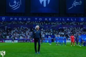 Jorge Jesus Instagram - 1.ª mão do quartos de final ✅ 

Parabéns equipa e obrigado aos fãs, o vosso apoio dá-nos mais força ! 

1st leg of the quarter finals ✅

Congratulations team and thank you to the fans, your support gives us strength ! 

#alhilal @alhilal