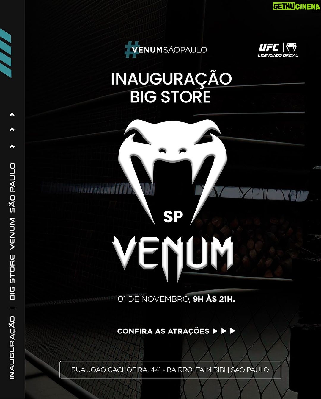 José Aldo Instagram - ESTÁ CHEGANDO A HORA CAMPEÕES: Inauguração da Big Store Venum em São Paulo! No dia primeiro de novembro, a partir das 9h, acontece a grande inauguração da Loja Venum em São Paulo. Trabalhamos muito para proporcionar aos nossos clientes a melhor experiência possível. Será um dia inesquecível! Para garantir a sua vaga no evento, ganhar 20% nas compras e ainda ter a chance de encontrar as lendas Wanderlei Silva, José Aldo, Rodrigo Minotauro e Maurício Shogun, é necessário fazer o cadastro no site mkt.venum.com.br! Nos vemos lá! 👊 #UseVenum A melhor opção para o seu treino! 👊🔥 #inauguracaobigstore #inauguracaolojafisica #lojavenumsp #ufc #itaimbibi #itaimsp São Paulo, Brazil
