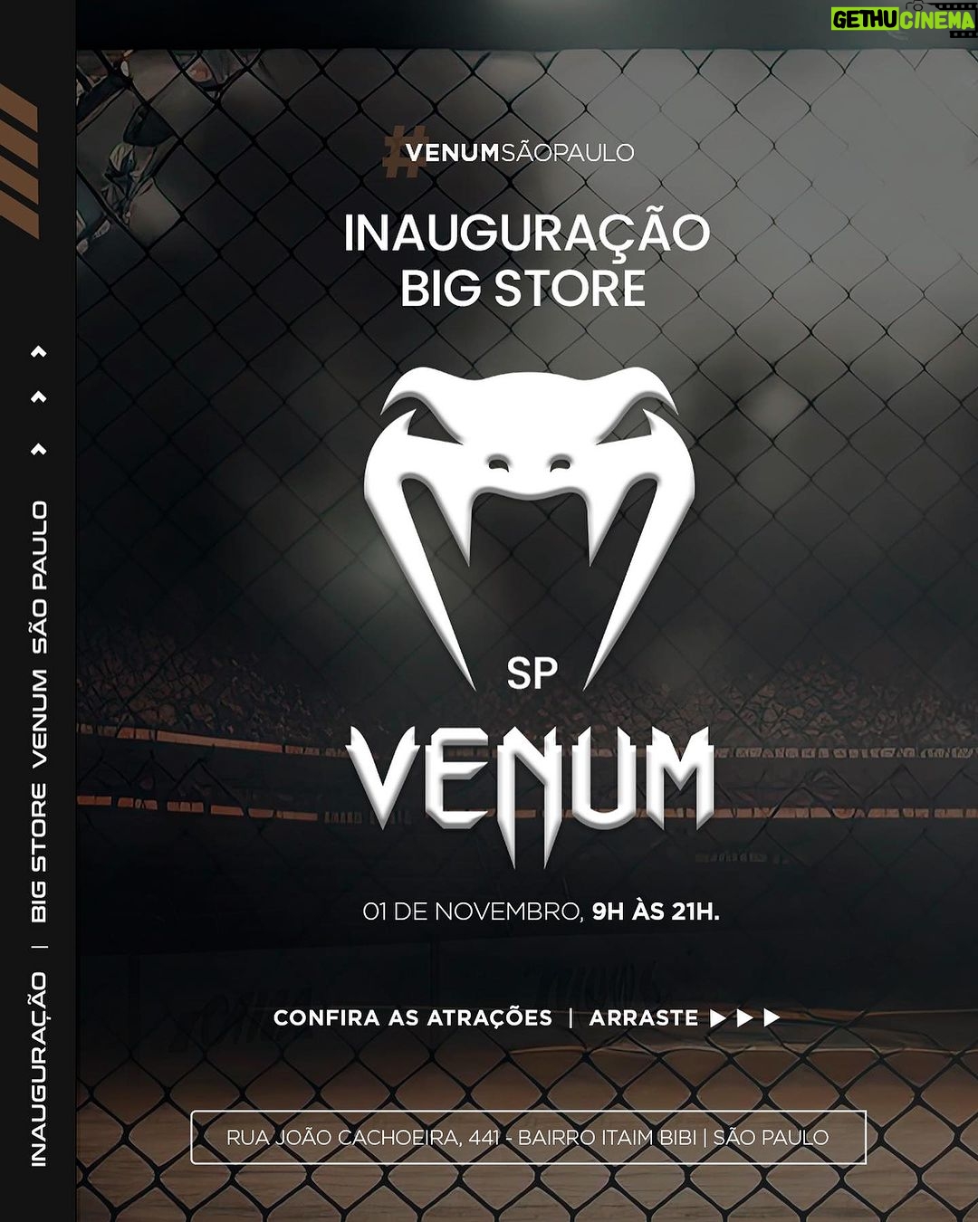 José Aldo Instagram - CHEGOU O MOMENTO QUE TODOS ESPERAVAM: Inauguração da Big Store Venum em São Paulo! No dia primeiro de novembro, a partir das 9h, acontece a grande inauguração da Loja Venum em São Paulo. Trabalhamos muito para proporcionar aos nossos clientes a melhor experiência possível. Será um dia inesquecível! Para garantir a sua vaga no evento, ganhar 20% nas compras e ainda ter a chance de encontrar as lendas Wanderlei Silva, José Aldo, Rodrigo Minotauro e Maurício Shogun, é necessário fazer o cadastro no site mkt.venum.com.br! Nos vemos lá! 👊 #UseVenum A melhor opção para o seu treino! 👊🔥 Itaim Bibi, São Paulo