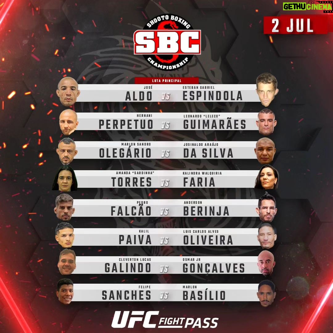 José Aldo Instagram - José Aldo está de volta aos ringues! 👊 E você poderá conferir todos os detalhes do ex-campeão do UFC em ação no Shooto Boxing no dia 2 de julho, a partir das 20 horas, com transmissão exclusiva do @ufcfightpassbr. Além da luta do @josealdojunioroficial , teremos no card principal do evento outros 7 duelos que devem esquentar a Upper Arena. Já o card preliminar começa às 19h no canal do Shooto no YouTube. Os ingressos podem ser adquiridos com antecedência na @academiaupper ou na bilheteria da @upperarena_rio no dia do evento. Lembrando que no mesmo final de semana teremos MMA de alto nível com o Shooto 118, que acontece na sexta-feira (30) e contará também com transmissão exclusiva do @ufcfightpassbr Emoção em dose dupla no maior evento de lutas do país! 👊