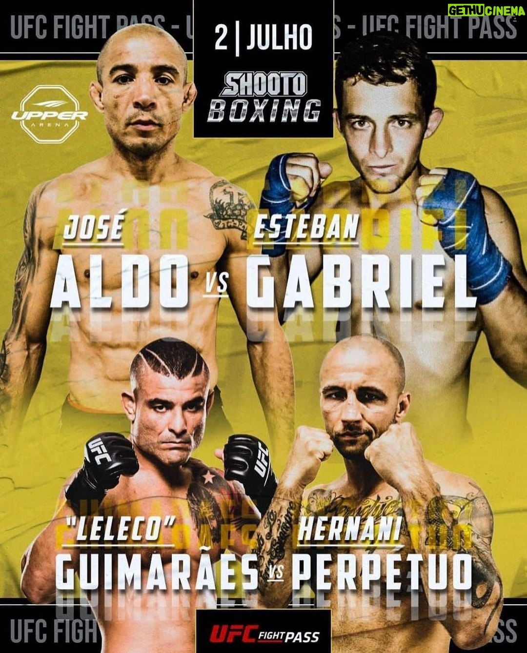 José Aldo - 9.9K Likes - Dia 2 de julho vou estar no Shooto Boxing lutando contra o Esteban Gabriel 👊🏼
No primeiro domingo de julho às 19h ao vivo no @ufcfightpass 💥
On July 2nd I'll be fighting at Shooto Boxing at 7pm (Brazil time) live on @ufcfightpass 👊🏼