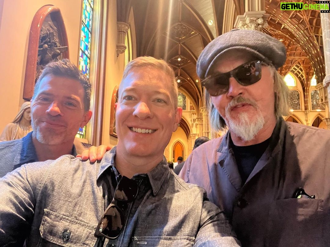 Joseph Sikora Instagram - Nothing like celebrating the feast of Pentecost with fellow Catholics, friends and cast mates @tommyflanaganofficial and @chris.tardio 🔥 May you be filled with the Spirit of understanding and Peace 🕊. Holy Name Cathedral, Chicago