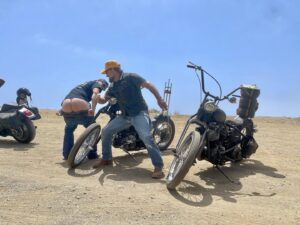 Josh Brolin Instagram - Missing home: the surly exchanges, the maelstrom of ocean that always humbles, and what the guttural roar of a vintage Harley between my legs breeds in the feral confines of the soul. Yeah, I’ll take it during the rising of a summer sun or under a winter’s moon; home is where family sings and wifey dances and a long line of burly lion hearts pepper the highways with what great novels are made of. 

@brianbowensmith @roosterthechopper @choppersmagazine @wiscospeedshop @nashmotorcycleco