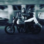 Josh Brolin Instagram - Me and my chick. Ain’t nothin’ is nothin’ without her. Riding through Joshua Tree, climbing via ferratas with Dean Potter in Switzerland, walking the trail to Everest base camp, jumping naked into the pond at the ranch, surfing Costa Rica together a month after I’d been stabbed, married in the blue ridge mountains with scrappy California boys looking out, to Halloween stints in see-through iridescent onesies on bicycles along the Venice Boardwalk drunk and jailed. Baby, we’ve done it all. And we’re still goin at it, kids in tow, as alive as ever, loving the air we breathe together because life is grand with you in it. Life is grand with you in it. ❤️❤️❤️❤️❤️ @kathrynbrolin Photo by @brianbowensmith @nashmotorcycleco @harleydavidson