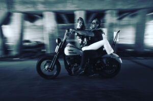 Josh Brolin Instagram - Me and my chick. Ain’t nothin’ is nothin’ without her. Riding through Joshua Tree, climbing via ferratas with Dean Potter in Switzerland, walking the trail to Everest base camp, jumping naked into the pond at the ranch, surfing Costa Rica together a month after I’d been stabbed, married in the blue ridge mountains with scrappy California boys looking out, to Halloween stints in see-through iridescent onesies on bicycles along the Venice Boardwalk drunk and jailed. Baby, we’ve done it all. And we’re still goin at it, kids in tow, as alive as ever, loving the air we breathe together because life is grand with you in it. Life is grand with you in it. ❤️❤️❤️❤️❤️ @kathrynbrolin Photo by @brianbowensmith @nashmotorcycleco @harleydavidson