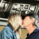 Josh Brolin Instagram - It's in moments like these that move me -- our foreground assaults of any backdrop. It could be us then or us now, the kisses that create us. They are all at once sexy and smart and more stripped down than I've ever known us to be. You're a force who demands the experience of deepening, and I thank my lucky stars that you chose me to want to share all this with. Fierce ain't for everyone. Most people want their cake and their icing left at the back door and they don't want you to knock too loud when you leave it. We are a more feral bunch. You can see it in our little girls, as they already embrace the dirt clod voices that are theirs and not the masquerading whispers of that weakest vocabulary word: etiquette. Kindness and the surety that every voice is unique and beautiful and worthy and has the capacity to sing becomes us. We sing. And we kiss. And I celebrate the pirate ship that is you. Love and foreverly. Happy Anniversary. ❤️❤️❤️❤️❤️❤️❤️ @kathrynbrolin