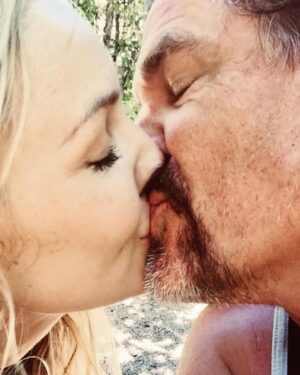 Josh Brolin Instagram - It's in moments like these that move me -- our foreground assaults of any backdrop. It could be us then or us now, the kisses that create us. They are all at once sexy and smart and more stripped down than I've ever known us to be. You're a force who demands the experience of deepening, and I thank my lucky stars that you chose me to want to share all this with. Fierce ain't for everyone. Most people want their cake and their icing left at the back door and they don't want you to knock too loud when you leave it. We are a more feral bunch. You can see it in our little girls, as they already embrace the dirt clod voices that are theirs and not the masquerading whispers of that weakest vocabulary word: etiquette. Kindness and the surety that every voice is unique and beautiful and worthy and has the capacity to sing becomes us. 
We sing. 
And we kiss. 
And I celebrate 
the pirate ship 
that is you. 
Love and foreverly. 
Happy Anniversary. 
❤️❤️❤️❤️❤️❤️❤️ 
@kathrynbrolin