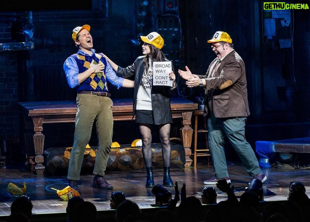 Josh Gad Instagram - Brosnahan on Broadway! #GutenbergBway 📸: @triciambaron #andrewrannells #joshgad #rachelbrosnahan #marvelousmrsmaisel James Earl Jones Theatre