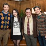Josh Gad Instagram - Brosnahan on Broadway! #GutenbergBway 📸: @triciambaron #andrewrannells #joshgad #rachelbrosnahan #marvelousmrsmaisel James Earl Jones Theatre