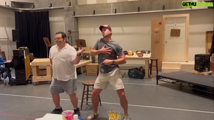 Josh Gad Instagram - Here’s a BTS video of @andrewrannells and I learning #Biscuits from @gutenbergbway #9MoreShows