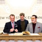 Josh Gad Instagram - Thank you @nyse for allowing @andrewrannells and I to close the market today. Gutenberg the man may not be proud because he’s dead, but @gutenbergbway sure is.